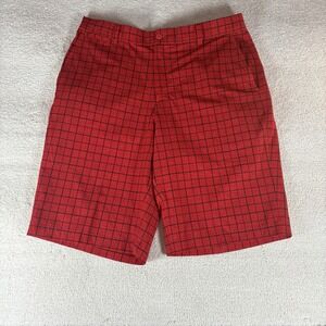 Nike Red Checkered Men's Flat Front Shorts